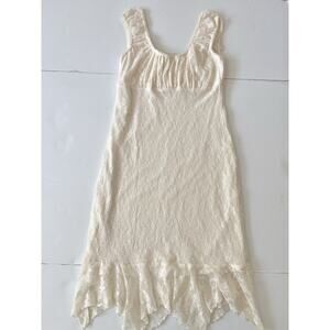 CDC Milkmaid Lace Dress 8 Petite Cream Y2K 90’s Whimsical Fairy Lined Ruffled
